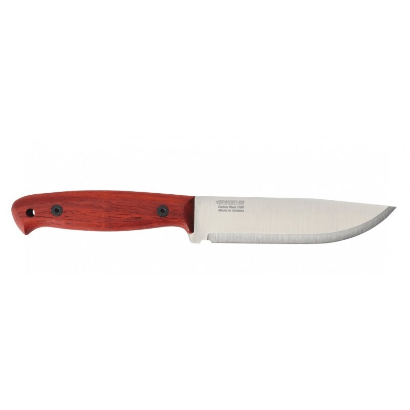 BPS Knives Flamebird Fixed Blade Knife - 5.3" Carbon Blade Red Padauk Wood Handle 