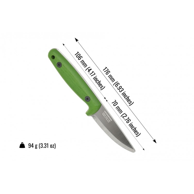 BPS Knives Young Explorers Bushcraft Knife - 2.76" 1066 Carbon Steel Round Ended Blade Green Ash Handle