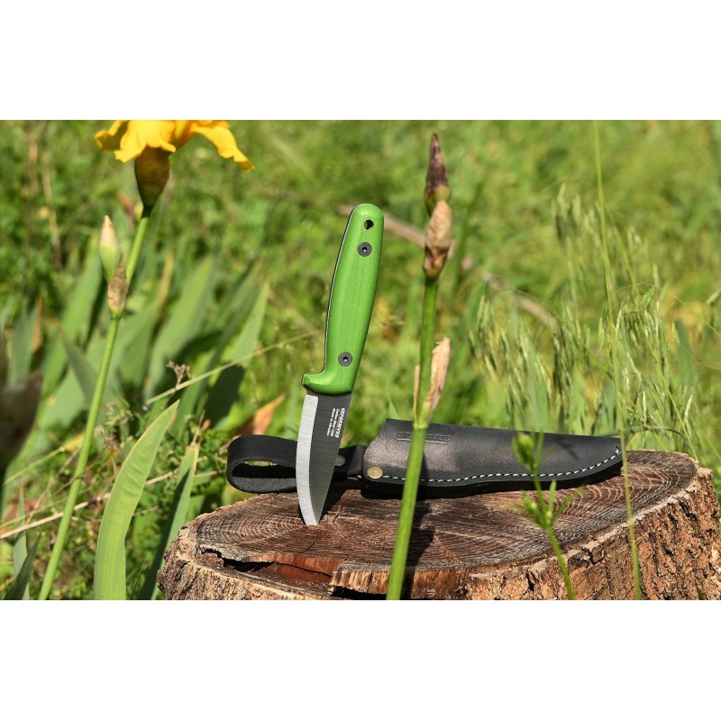 BPS Knives Young Explorers Bushcraft Knife - 2.76" 1066 Carbon Steel Round Ended Blade Green Ash Handle