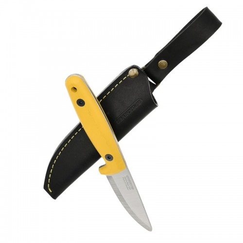 BPS Knives Young Explorers Bushcraft Knife - 2.76" 1066 Carbon Steel Round Ended Blade Yellow Ash Handle