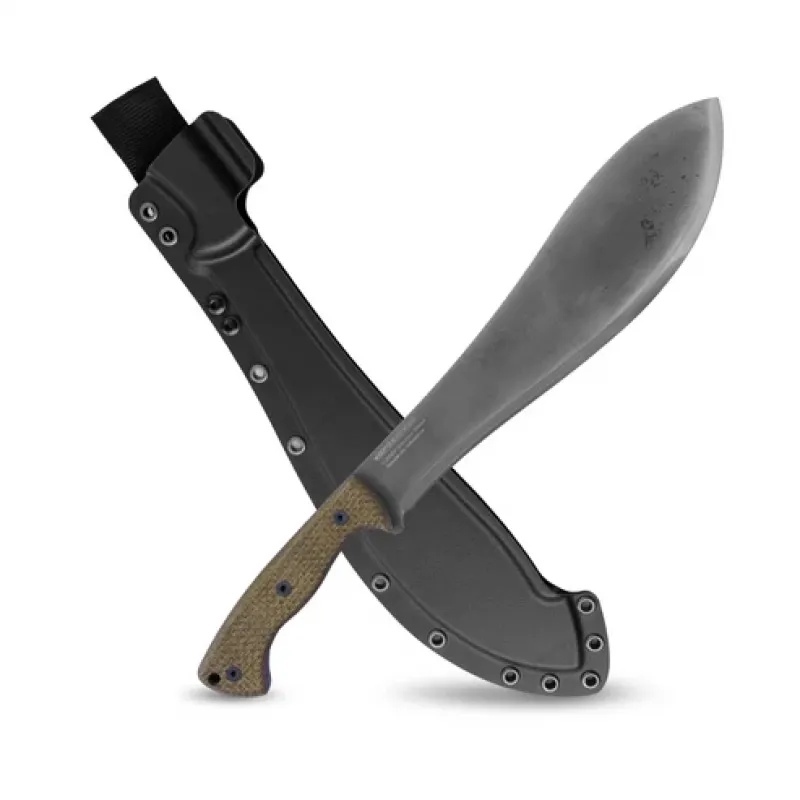 BPS Knives Traverse Field Machete - 10.83" 60MnSiCr4 High Toughness Carbon Steel Burlap Micarta Handle Cyclaire Knives and Tools