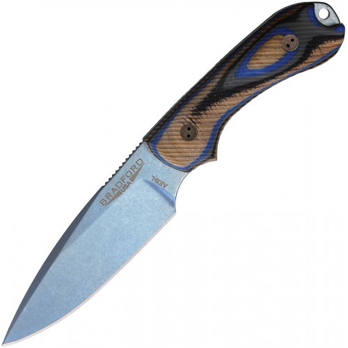 Bradford Knives Guardian 3 PVD - 3" Blue Coated Stainless Steel Blade Blue and Black G-Wood