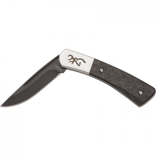 Browning Knoll UK EDC Folding Knife - 2.38" Black Coated 12C27 Blade Marbled Carbon Fiber Handle