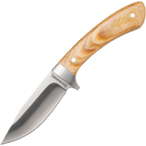 Browning Fixed Blade Skinner Knife - 3.25" Stainless Steel Blade Brown Wood Handle