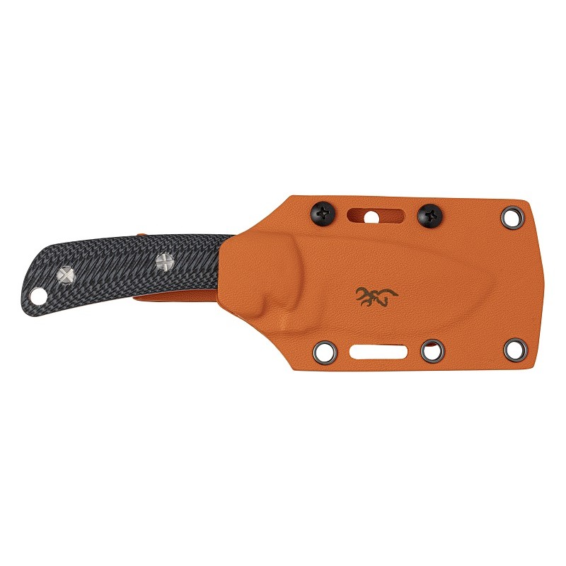 Browning Back Country Small Fixed Blade Knife - 2.75" D2 Tool Steel Orange Skinner Blade Black G10 Handle