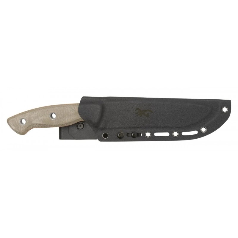 Browning Large Desolation Fixed Blade Knife - 6" Black Stainless Steel Blade Canvas Micarta Handle