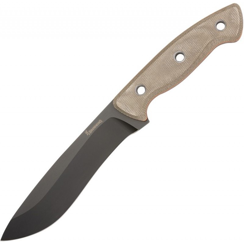 Browning Large Desolation Fixed Blade Knife - 6" Black Stainless Steel Blade Canvas Micarta Handle