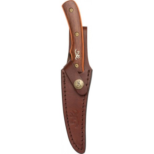 Browning Union Buff Bird Knife - 4.25" Orange Ceramic Coated Blade Brown Wood Handle