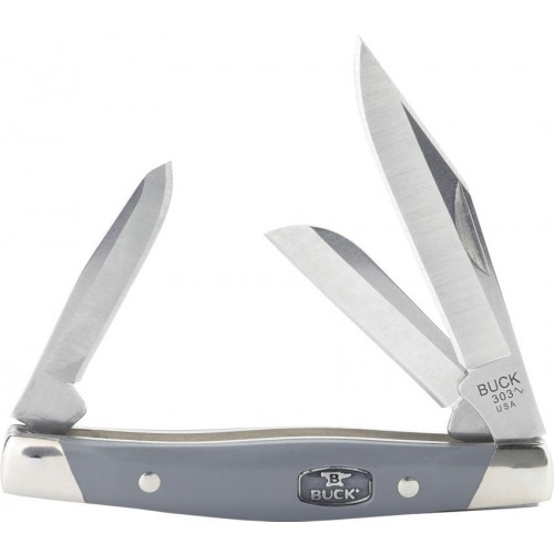 Buck Cadet 3 Blade UK EDC Folding Knife - 2.6" CP, 1.9" Sheepsfoot and 1.78" Spey Blades Grey Handle