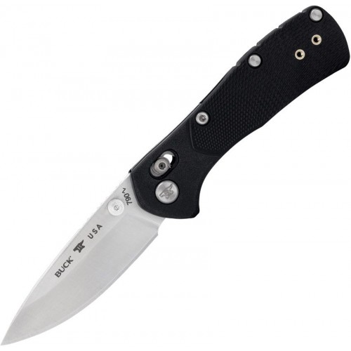 Buck Mini Range Pro Crossbar Lock Folding Knife - 2.625" 154CM Satin DP Blade Black GFN Handle
