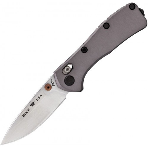 Buck Mini Range Elite Crossbar Lock Folding Knife - 2.625" CPM-MagnaCut Blade Gray Aluminum Handle
