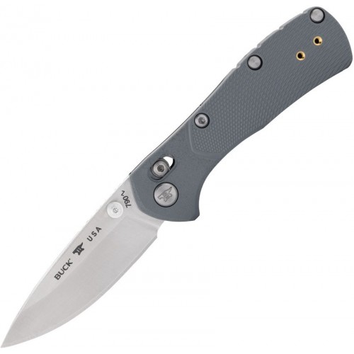 Buck Mini Range Pro Crossbar Lock Folding Knife - 2.625" 154CM Satin DP Blade Grey GFN Handle