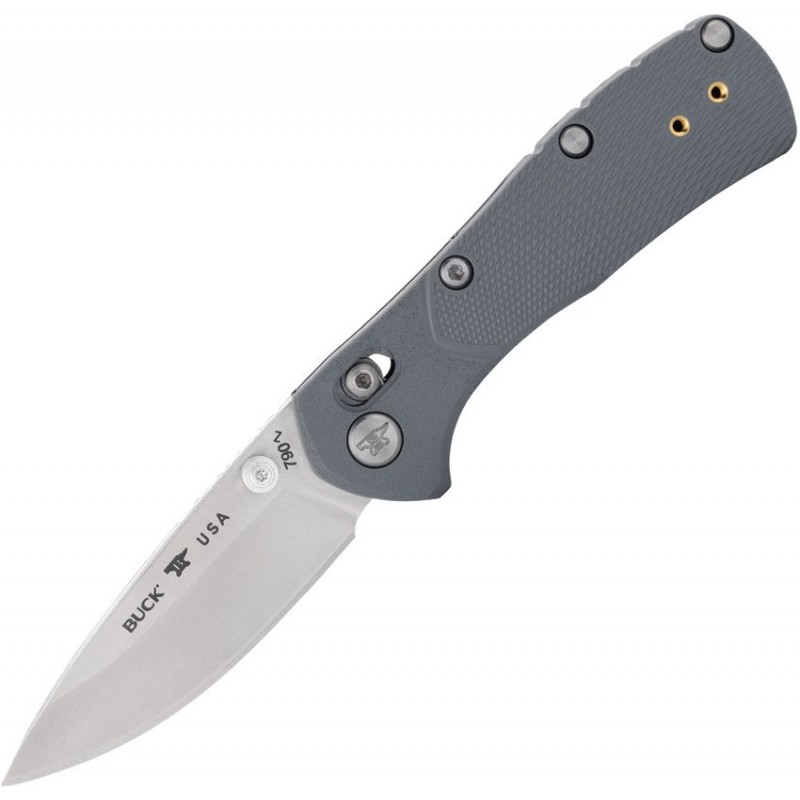 Buck Mini Range Pro Crossbar Lock Folding Knife - 2.625" 154CM Satin DP Blade Grey GFN Handle