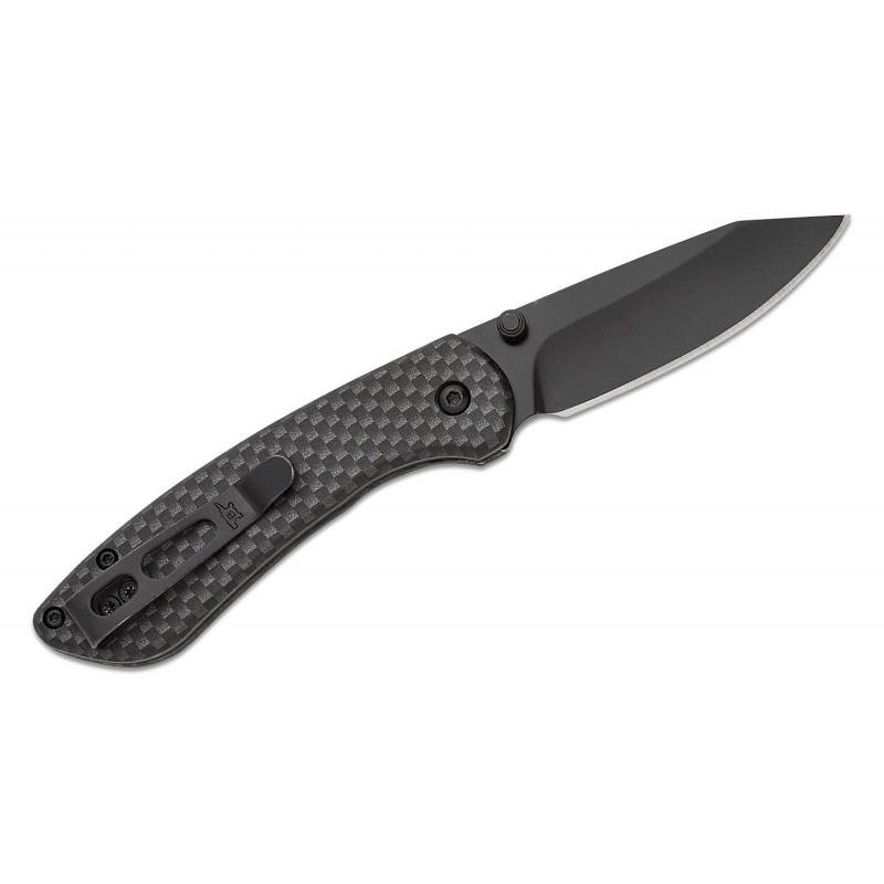 Buck 743 Mini Sovereign Button Lock Folding Knife - 2.625" Black TiNi Modified CP Blade Carbon Fiber Handle