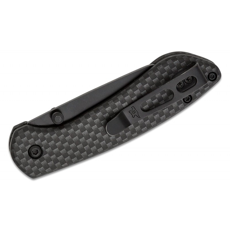 Buck 743 Mini Sovereign Button Lock Folding Knife - 2.625" Black TiNi Modified CP Blade Carbon Fiber Handle