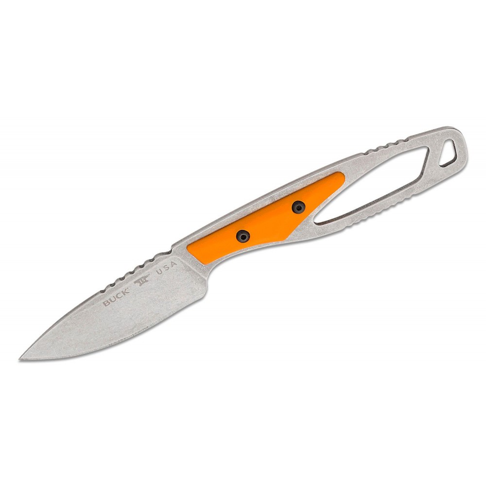 Buck PakLite Cape Select Fixed Blade - 2.75" DP Blade Skeletonized Steel Handle Orange Slabs Hunting Knives