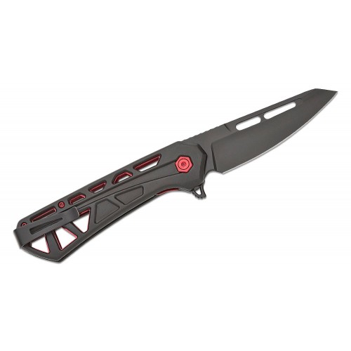 Buck 811 Trace Ops Folding Knife - 3.23" Reverse Tanto Blade Skeletonized Black and Red Aluminum Handle