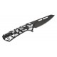 Buck 811 Trace Ops Folding Knife - 3.23" Black Reverse Tanto Blade Skeletonized Black and White Camo Aluminum Handle