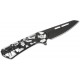 Buck 813 Trace Mini Ops Folding Knife - 2.43" Black Reverse Tanto Blade Skeletonized Black and White Camo Aluminum Handle