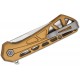 Buck 814 Mini Trace Folding Knife - 2.43" Stonewashed Combo DP Blade Skeletonized Bronze Aluminum Handle