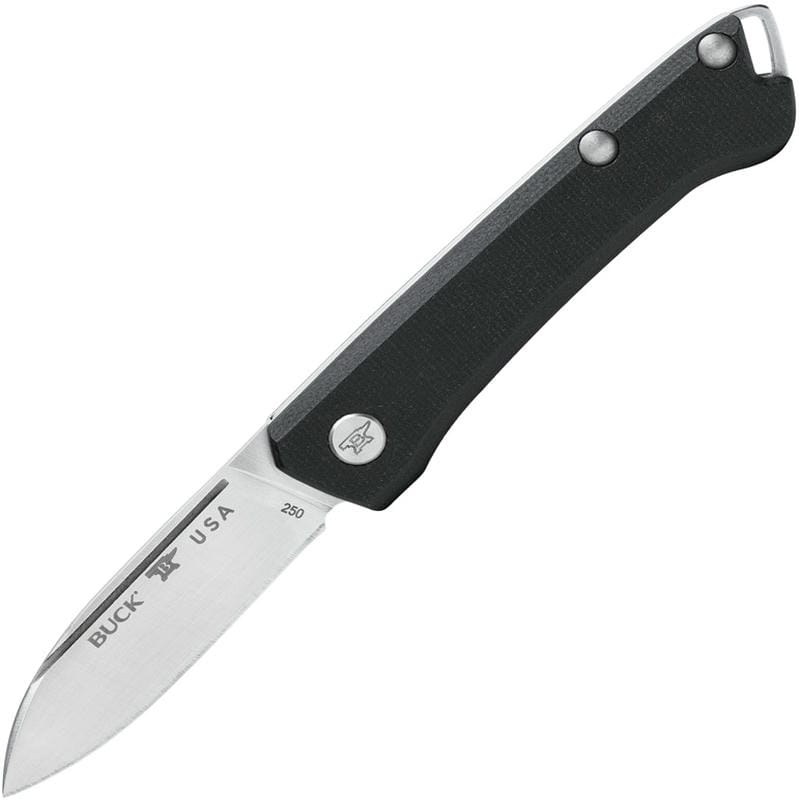Buck 250 Saunter UK EDC Folding Knife Black Canvas Micarta Handle