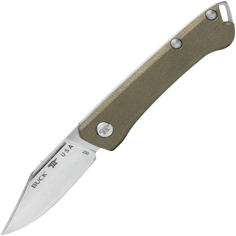 Buck 250 Saunter UK EDC Folding Knife OD Green Micarta Handle