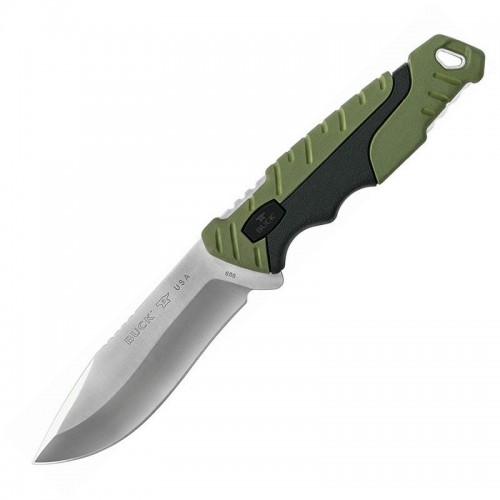 Buck 656 Large Pursuit Fixed Blade Knife Green GRN and Rubber Handle