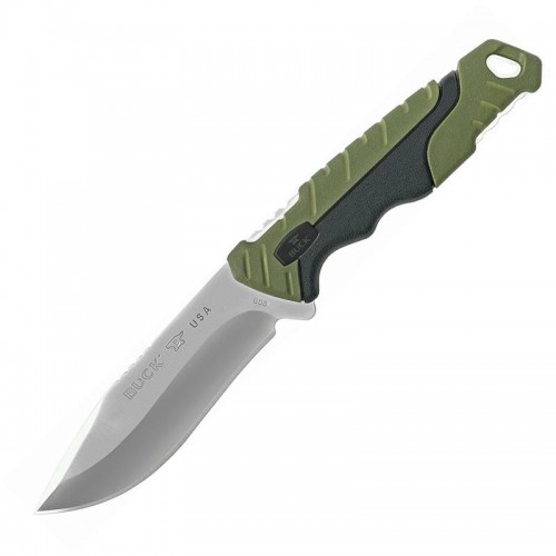 Buck Small Pursuit Fixed Blade Knife Green GRN and Rubber Handle
