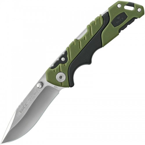 Buck 661 Small Pursuit Folding Knife Green GRN and Rubber Handle