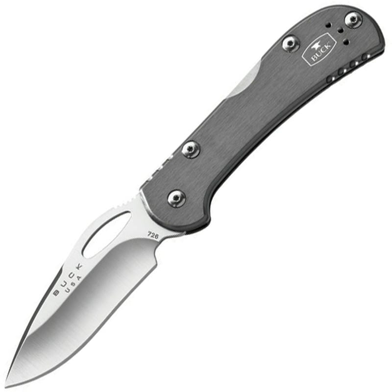 Buck 726 Mini Spitfire Folding Knife Grey Aluminum Handles