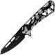 Buck 811 Trace Ops Folding Knife - 3.23" Black Reverse Tanto Blade Skeletonized Black and White Camo Aluminum Handle