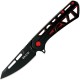 Buck 813 Trace Mini Ops Folding Knife - 2.43" Black Reverse Tanto Blade Skeletonized Black and Red Aluminum Handle
