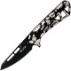 Buck 813 Trace Mini Ops Folding Knife - 2.43" Black Reverse Tanto Blade Skeletonized Black and White Camo Aluminum Handle