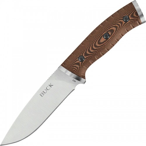 Buck 863 Selkirk Fixed Blade Bushcraft Knife - 4.62" Stainless Steel Blade Brown Micarta Handle