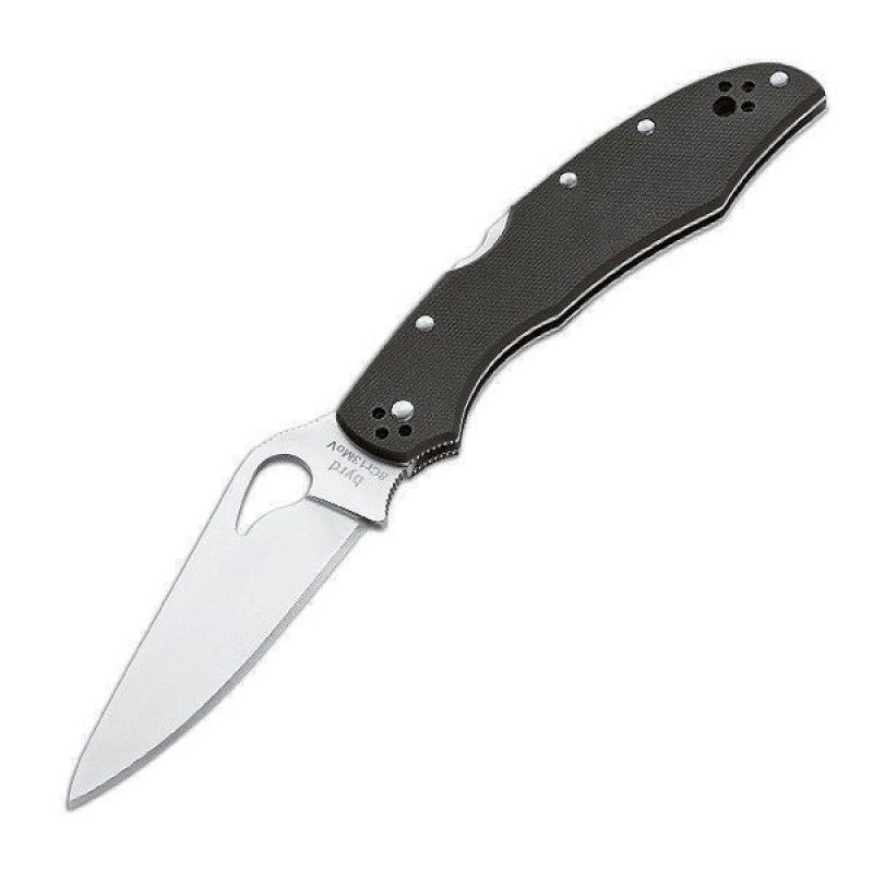 Byrd Cara Cara 2 Folding Knife - 3.75" 8Cr13MoV Stainless Steel Plain Flat Gorund Blade Black G10 Handle