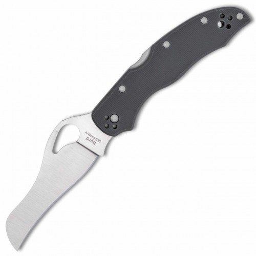 Byrd Knives Gooney Lockback Folding Knife - 3.46" Satin Plain Blade Grey G10 Handle