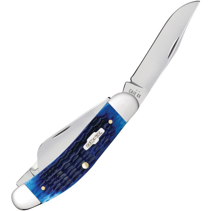 Case XX Sowbelly Corn Cob Blue UK EDC Pocket Knife - Triple Blade Blue Rogers Corn Cob Jigged Bone Handle