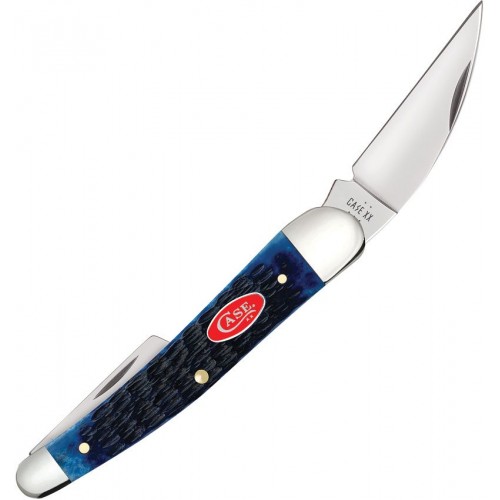 Case XX Seahorse UK EDC Whittler Navy Bone Folding Knife - 3 Blades Navy Blue Jigged Bone Handle