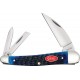Case Seahorse UK EDC Whittler Navy Bone Folding Knife - 3 Blades Navy Blue Rogers Jigged Bone Handle