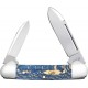 Case Baby Butterbean UK EDC Blue Sycamore Folding Pocket Knife - Dual Blades Blue Sycamore Wood Handle