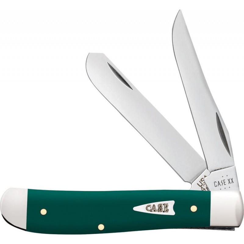 Case Mini Trapper Spruce Green UK EDC Pocket Knife - Dual Blade Spruce Green Synthetic Handle