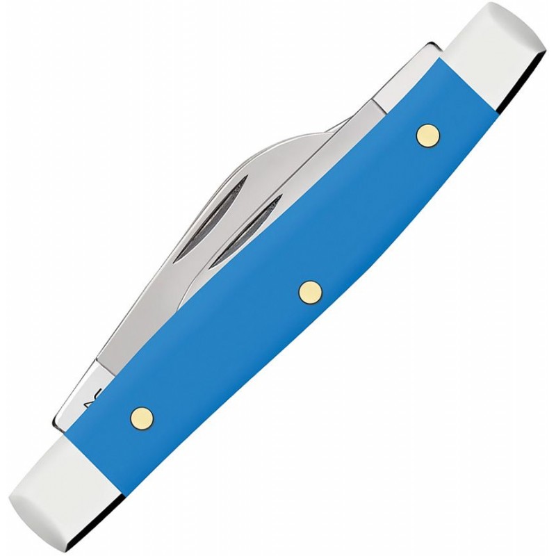 Case Small Stockman Light Blue UK EDC Pocket Knife - Triple Blade Light Blue Synthetic Handle