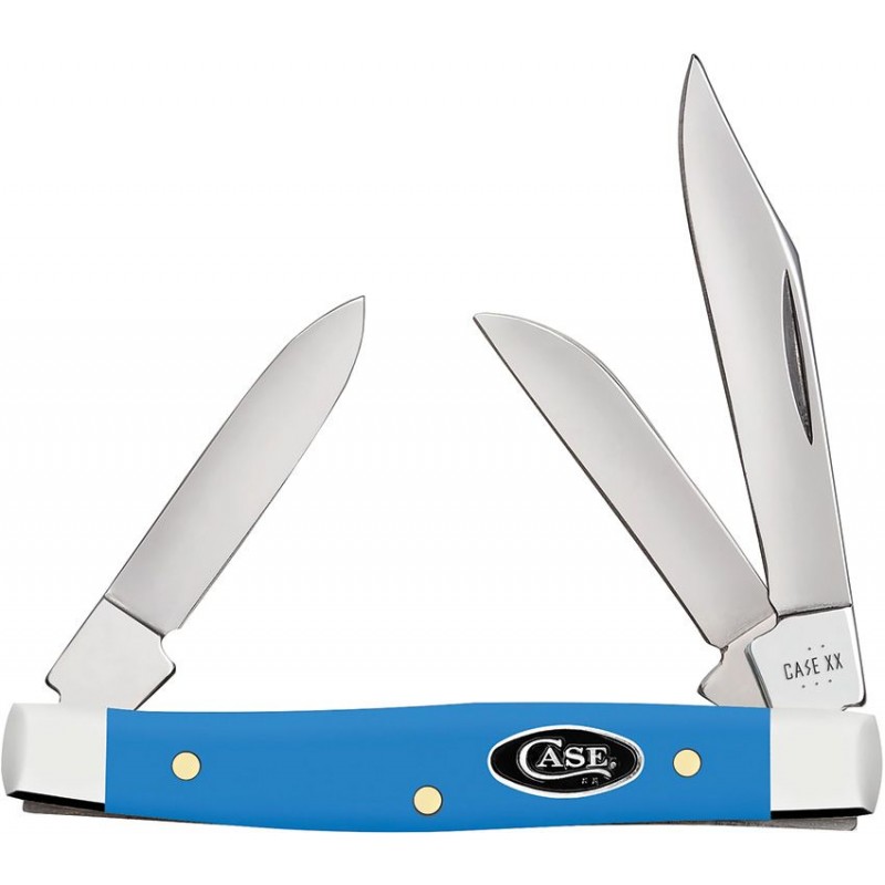 Case Small Stockman Light Blue UK EDC Pocket Knife - Triple Blade Light Blue Synthetic Handle