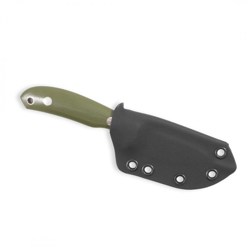 Casstrom Safari Mini Hunter Knife - 2.55" Stainless Steel Blade Olive Green G10 Handle Kydex Sheath