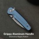CIVIVI Mini Shakan Folding Knife - 2.48" Damascus DP Blade Blue Machined Aluminum Handle