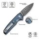 CIVIVI Mini Shakan Folding Knife - 2.48" Damascus DP Blade Blue Machined Aluminum Handle