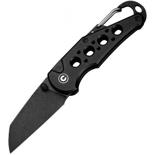 CIVIVI Pragma Folding Knife - 2.2" Black Nitro-V Wharncliffe Blade Black Milled Aluminum Handle