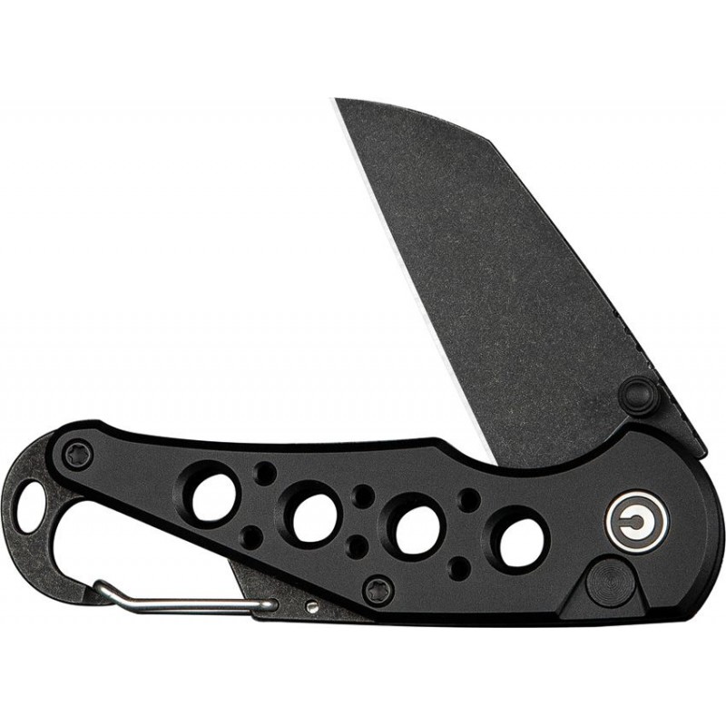 CIVIVI Pragma Folding Knife - 2.2" Black Nitro-V Wharncliffe Blade Black Milled Aluminum Handle