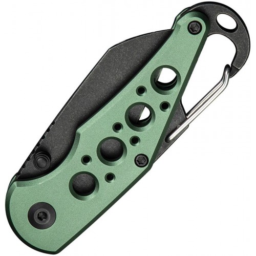 CIVIVI Pragma Folding Knife - 2.2" Black Nitro-V Wharncliffe Blade Green Milled Aluminum Handle