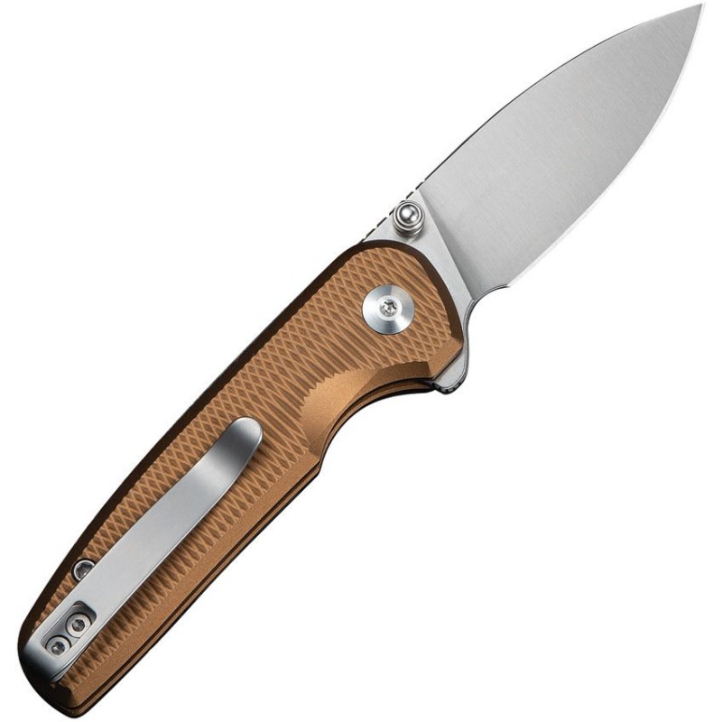 CIVIVI Mini Shakan Folding Knife - 2.48" Nitro-V DP Blade Coyote Brown Machined Aluminum Handle